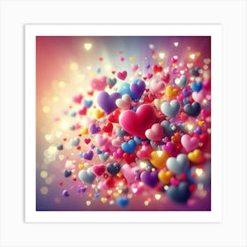 Colorful Hearts Art Print