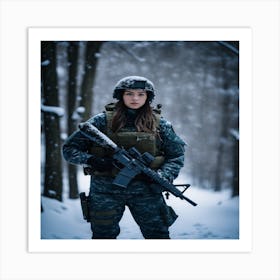 Soldier In The Woods Art Print