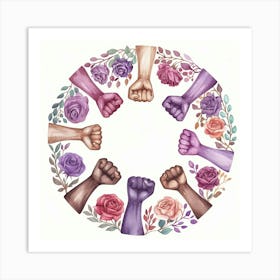 Human Fists National Union Flowers Nature Art Print