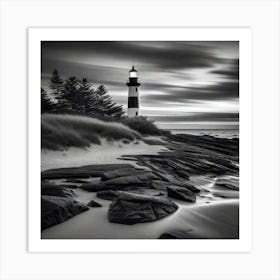 Black And White Lighthouse 2 Art Print