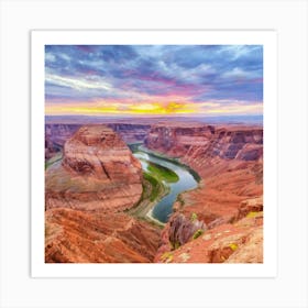 Sunset At Horseshoe Bend Art Print