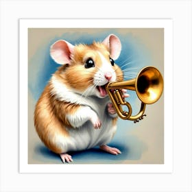 Hamster Playing A Trumpet 1 Art Print