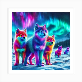 Psychedelic Wolf Family 3 Art Print