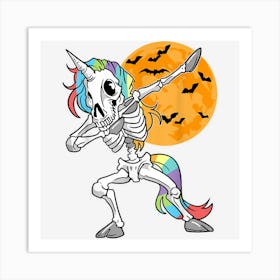 Dabbing Skeleton Unicorn Halloween Art Print