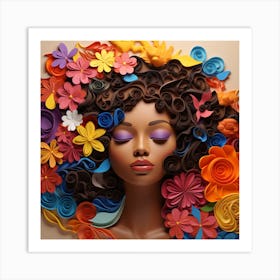 Afro-American Woman With Flowers 1 Art Print
