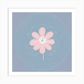 A White And Pink Flower In Minimalist Style Square Composition 428 Art Print