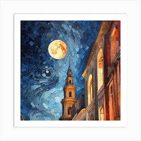 Moonlight In The City Art Print