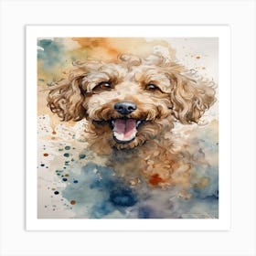 Poodle Dog Watercolor Painting Art Print