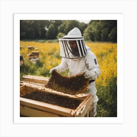 Beekeeper Inspecting Hive 6 Art Print