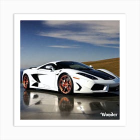 White Lamborghini Art Print