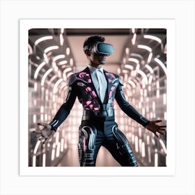 Vr Headset Man Art Print