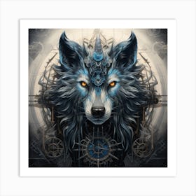 Steampunk Wolf 2 Art Print