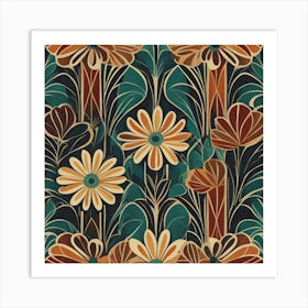 Deco Floral Pattern Art Print