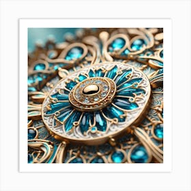 Blue And Gold Brooch Art Print