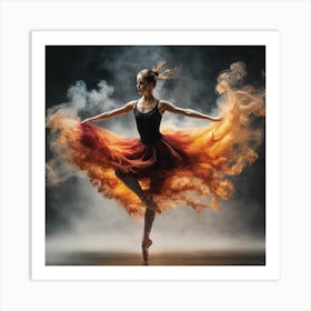 Ballet Dancer In Smoke Art Print