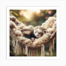 Ferret Sleeping In A Hammock 6 Art Print