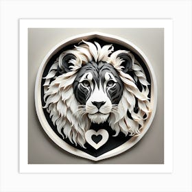 Lion With Heart Art Print