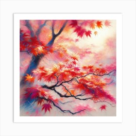 soft pastels and acrylic inks. A Japanese maple basking in the sun. Art Print