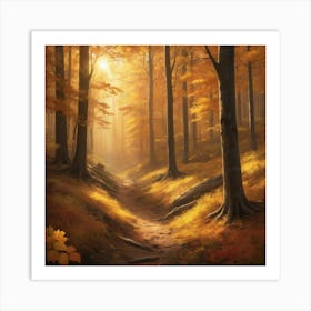 Autumn Forest Path paintings art print Art Print