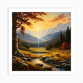 Sunset In The Mountains 1 Art Print