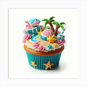 Beach Themed Cupcake Art Print