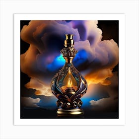 Perfume Bottle With Clouds Art Print