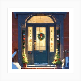 Christmas Decoration On Home Door Golden Ratio Fake Detail Trending Pixiv Fanbox Acrylic Palette (2) Art Print
