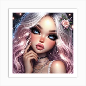 Pink Haired Girl 2 Art Print