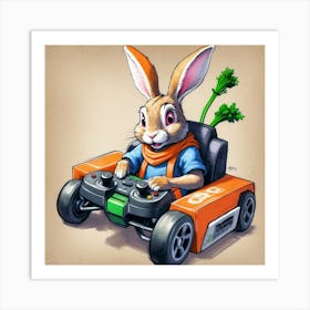 Rabbit In A Car 3 Art Print