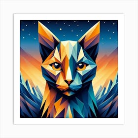 Ivory Low Poly Cat Art Print