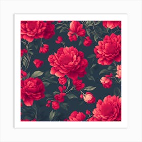 Red Peony Flower Wallpaper Art Print