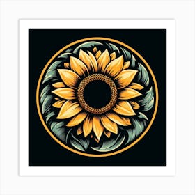 Sunflower In A Circle Art Print