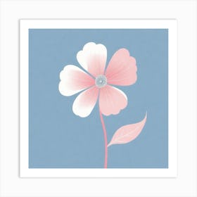 A White And Pink Flower In Minimalist Style Square Composition 248 Art Print