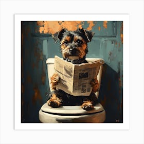 Yorkshire Terrier Reading A Newspaper Art Print