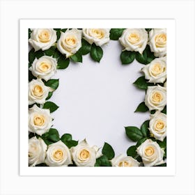 White Roses Frame 3 Art Print