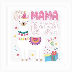 Hot Trend Mama Llama Mom Of The Birthday Llama Birthday Theme Art Print