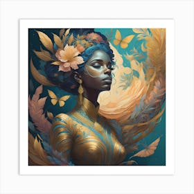 Woman With Feathers Art Print