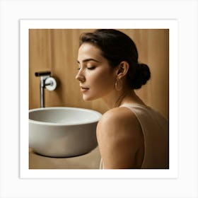 Woman Looking At A Sink 2 Art Print