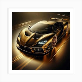 Golden Lamborghini 28 Art Print