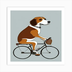 Beagle On Bicycle Art Print Art Print