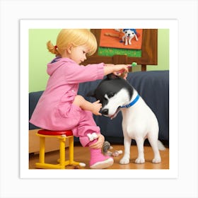 Dreamshaper V7 For A Child Playing With A Pet This Painting Ca 0 Art Print