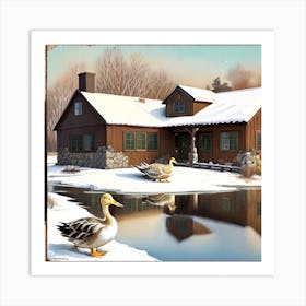 Ducks On Pond Art Print