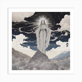 Scottish Goddess A'Chailleach Snow Melt Monochromatic Art Print