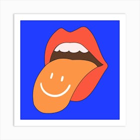 Bright Smiley Mouth Electric Blue Art Print