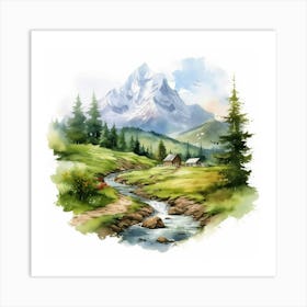 Watercolor Landscape Painting 3 Art Print