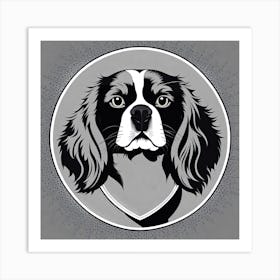 King Charles Spaniel,  Black and white illustration, Dog drawing, Dog art, Animal illustration, Pet portrait, Realistic dog drawing, puppy Art Print
