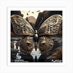 Butterfly In The Water Art Print