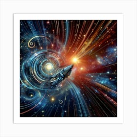 Spaceship In Space 1 Art Print