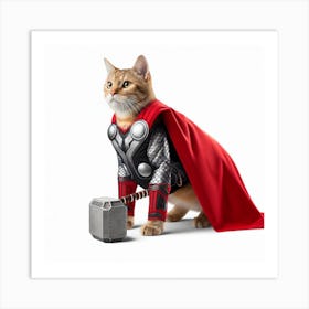 Thor Avengers Cat Art Print