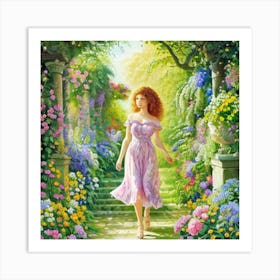 Girl In A Garden 13 Art Print